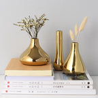 Nordic decoração de mesa de escritório em casa luz luxo banhado a ouro vaso flores secas vaso de cerâmica vaso moderno mini vazen