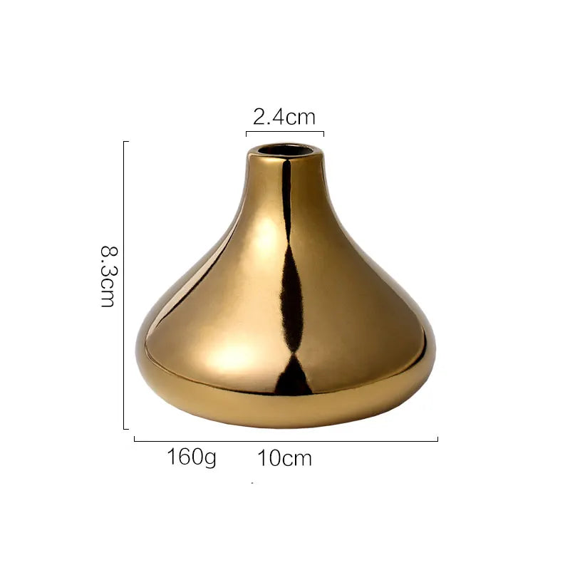 Vaso de Cerâmica Luxo Dourado para Decoração