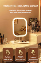 Espelho de Maquiagem LED Tricolor com Controle de Toque