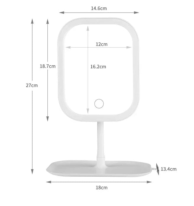 Espelho de Maquiagem LED Tricolor com Controle de Toque