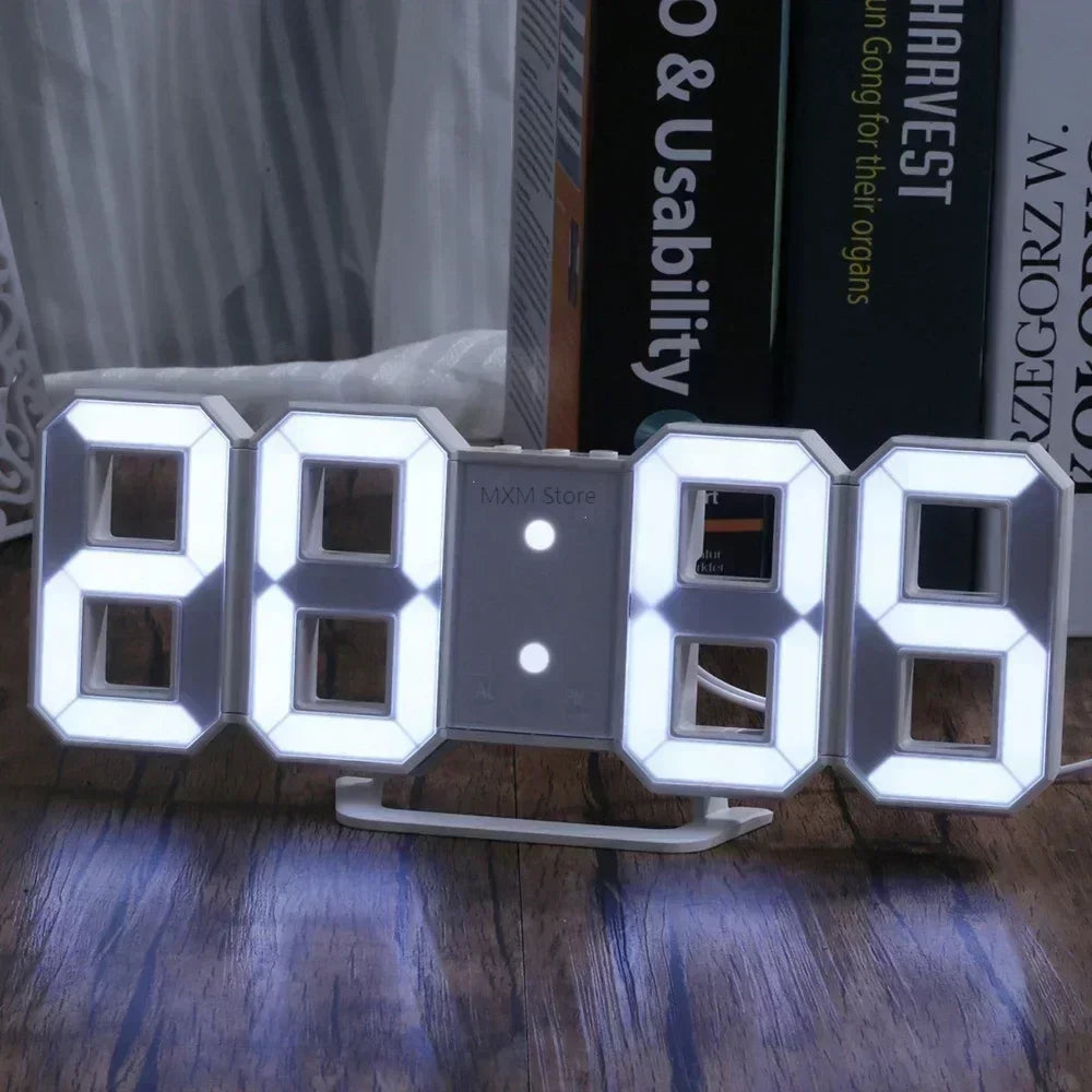 3d led relógio digital decoração de parede brilho modo noturno decoração para o quarto relógio eletrônico ajustável decoração do quarto estética