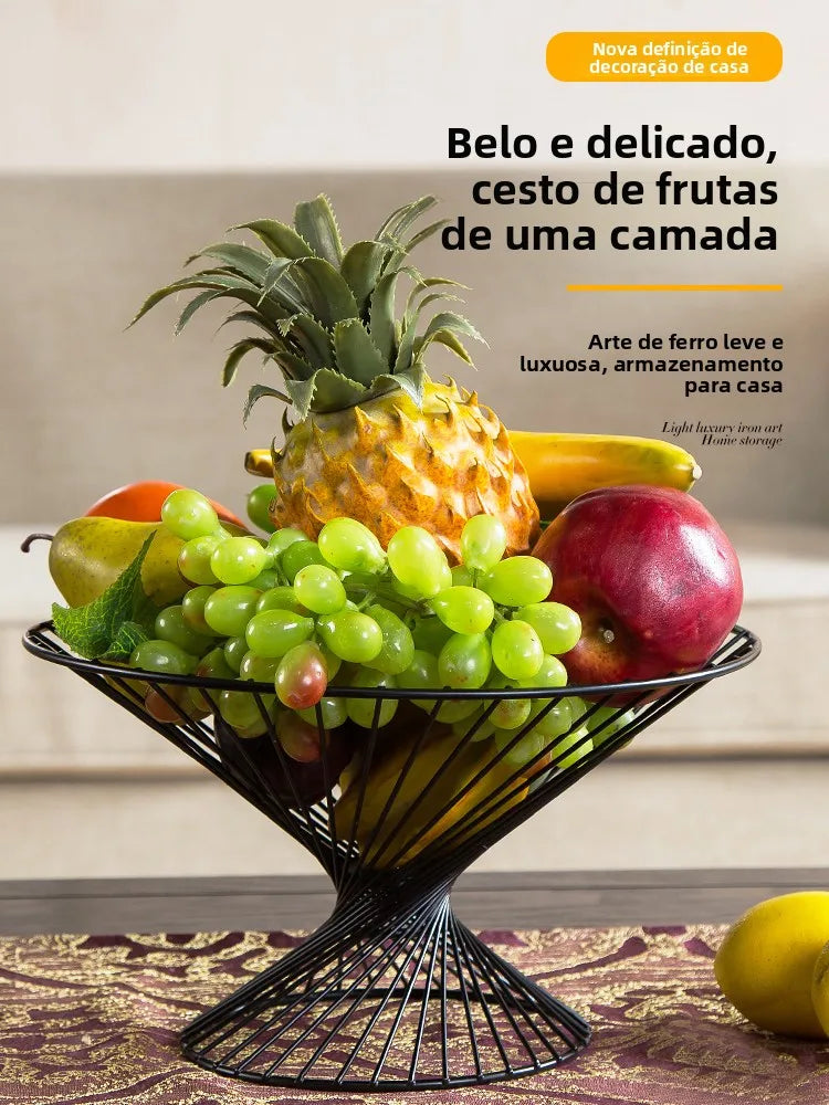 Cesta de Frutas Luxuosa Criativa para Sala de Estar, Cesta de Armazenamento de Lanches para Mesa de Chá, Bandeja de Frutas Le...