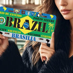 Sinal de placa de alumínio - Tema Brasil, Decoração de carro retrô, Design Rio de Janeiro e Brasilia, Casa divertida, Bar, Café ou Ga