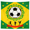 1 peça Tapeçaria de Futebol do Brasil com Padrão de Silhueta de Jogador e Bola de Futebol, Tecido de Parede com Estampa Plana, Decoração Esportiva para Casa para Fãs Brasileiros