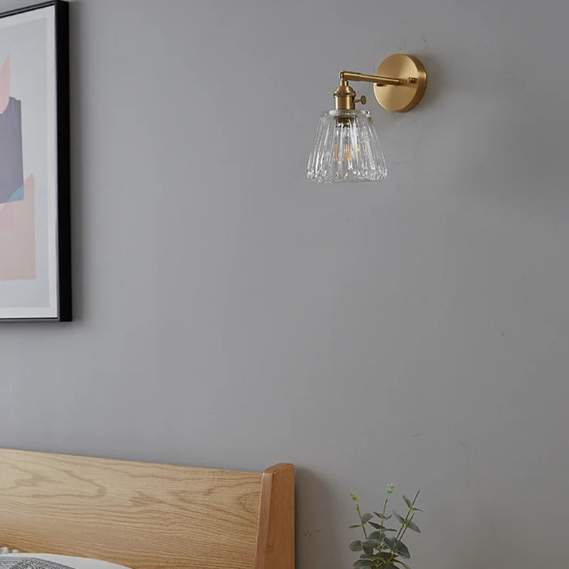 Nórdico Latão Lâmpada De Parede De Vidro, Luz Simples Moderna, Luxo Japonês Retro Cabeceira, Sala Quarto e Espelho Do Banheiro