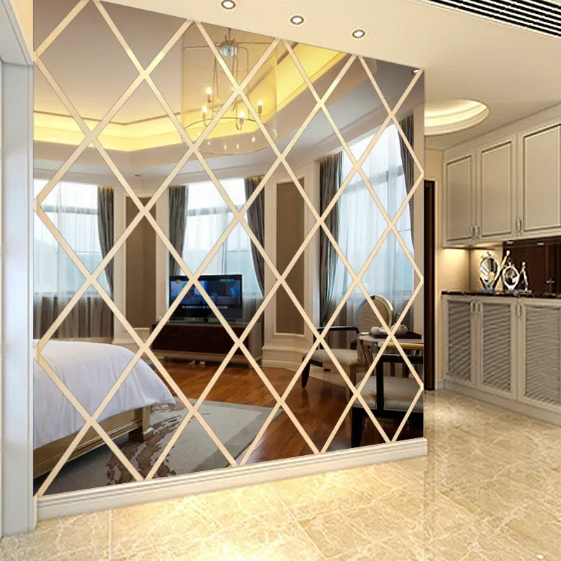 Espelho 3D Adesivos para Home Decor, Triângulos Acrílicos, Diamantes Auto-adesivos, DIY Adesivos de Parede para Sala de Estar, 10 PCs, 17 PCs, 32 PCs, 58PCs