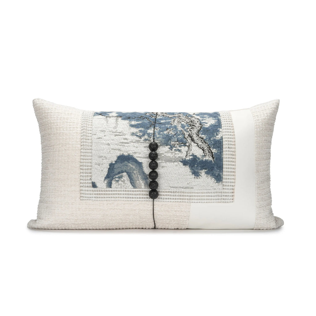 Almofada Elegante com Estampa Paisagem Chinesa