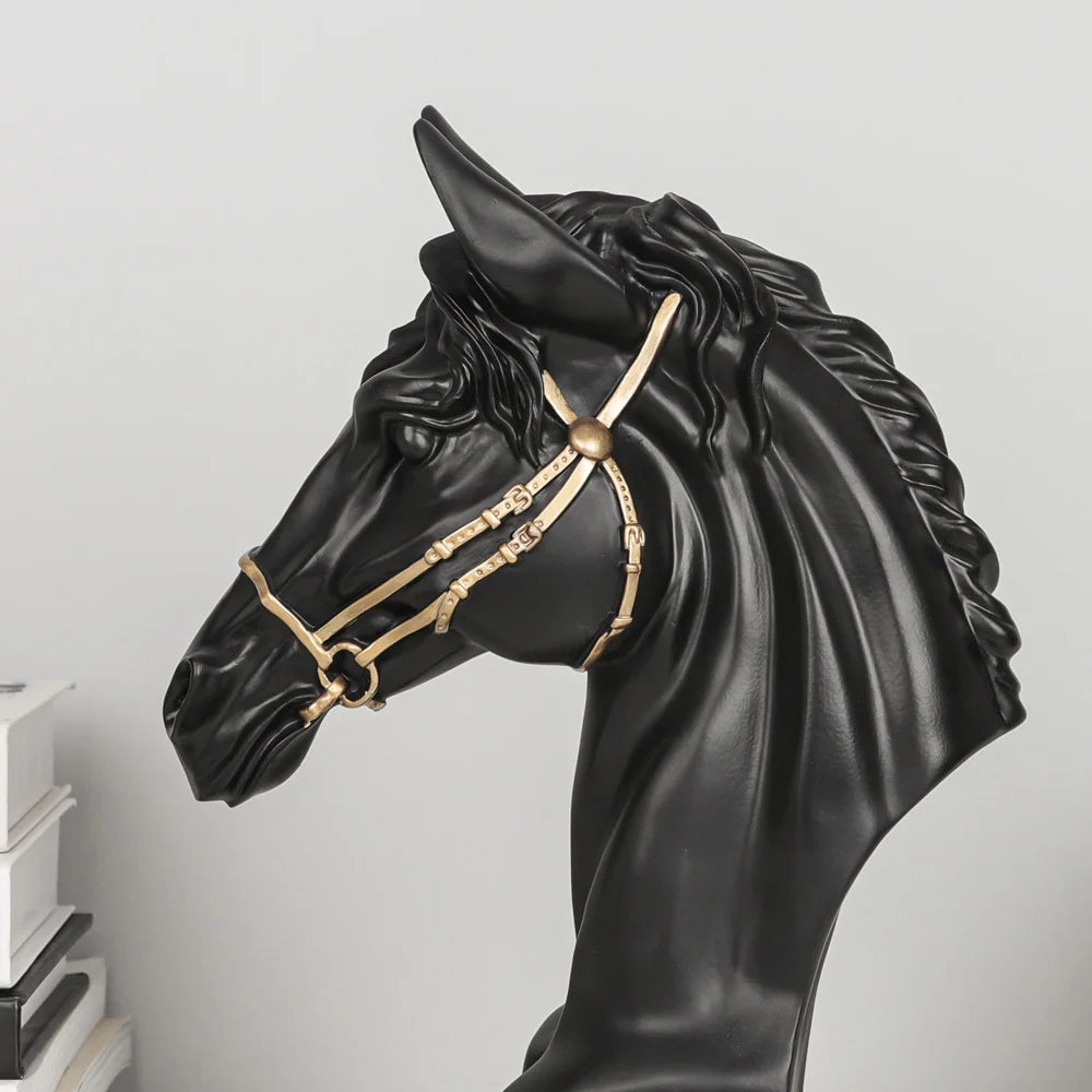 Galloping Horse Head Resin Sculpture Statue Modern Abstract Home Decor Office Desk Art Piece Elegant Gift for Equestrian Lovers