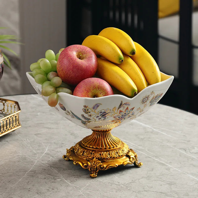 Novo estilo chinês criativo bandeja de frutas cerâmica com alta aparência e pé alto bandeja de armazenamento de lanche de frutas secas para uso doméstico