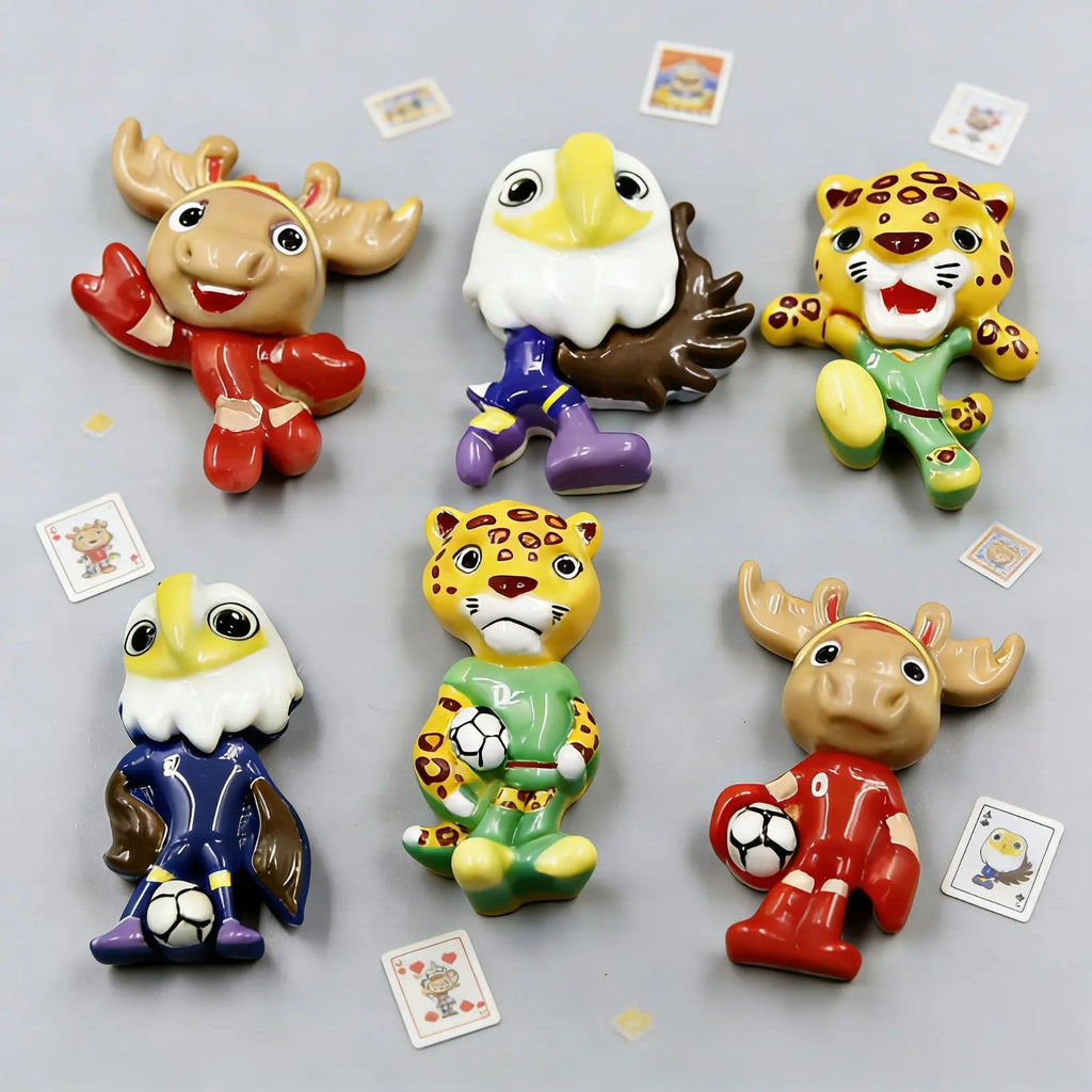 Acessórios de resina do mascote da Copa do Mundo EUA-Canadá-México 2026, miniaturas de carro com cola creme, materiais DIY para chaveiros e joias