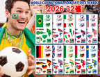 10 Peças de Tatuagens Temporárias à Prova d'Água com Bandeiras Nacionais para o Copa do Mundo de 2026, Adesivos para Rosto e Corpo para Fãs de Futebol, Decorações para Dias de Jogo