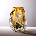 Vaso de Cristal Luxuoso Amarelo Irregular