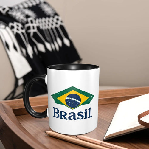 Caneca Engraçada com a Bandeira do Brasil, Canecas de Cerâmica para Café e Chá, Presente para Amigos