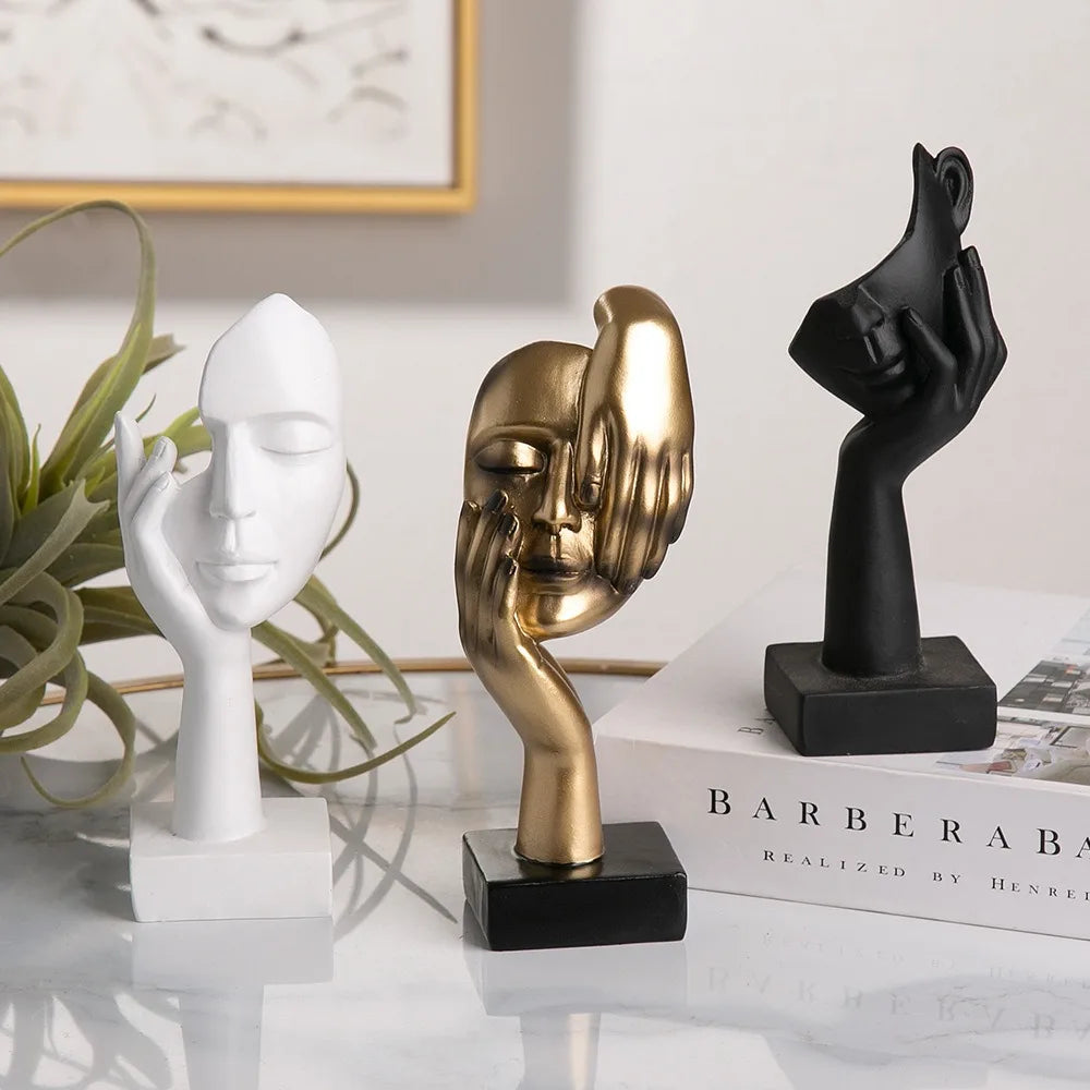Resina Abstrata Estátua Desktop Ornamentos, Escultura Estatuetas, Luz Nórdica, Arte de Luxo Artesanato, Escritório Home Decor, Cara Caráter
