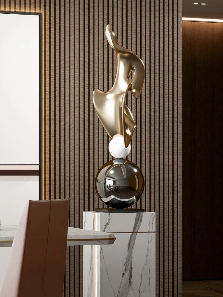 Luz moderna de luxo decoração caseira galvanizada estátua geométrica tamanho grande resina artesanato sala estar entrada decoração acessórios