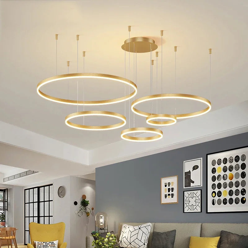 Lustre LED Anel Moderno para Sala e Jantar