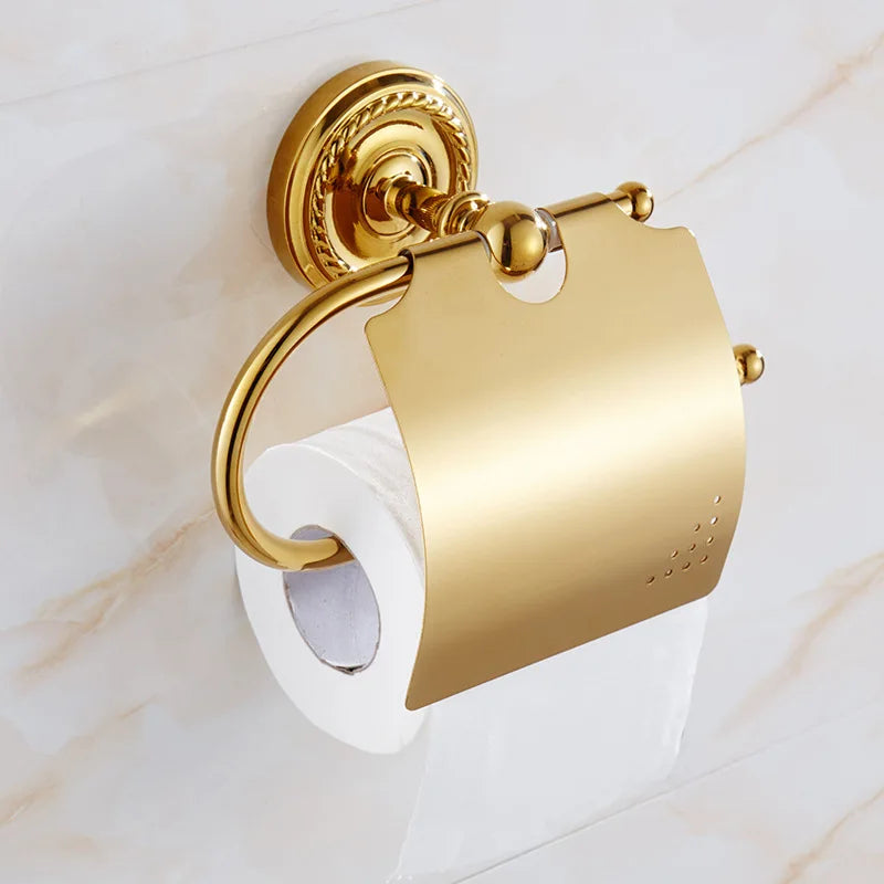 Luxury Gold Brass Bathroom Accessories Set,Robe hook,Paper Holder,Towel Bar,Towel Ring,bathroom sets, Gold Towel Rack,Soap Dish