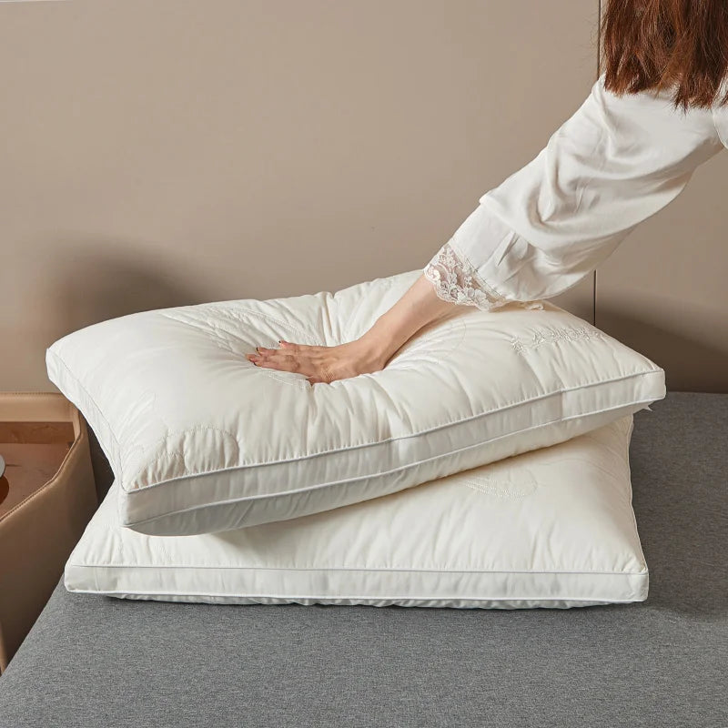 Mulberry Silk Pillow 7A Antibacterial Sleeping Pillow Luxury Comfortable Cotton Shell Hotel Bed Pillows