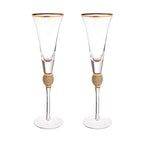 Conjunto de Taças de Cristal com Borda Dourada e Diamante