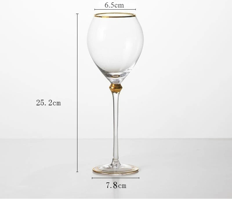 Luxury Gold-Rimmed Crystal Champagne & Wine Glasses - Elegant Stemware for Dining Table Clubs Display Rooms Decorative Glassware
