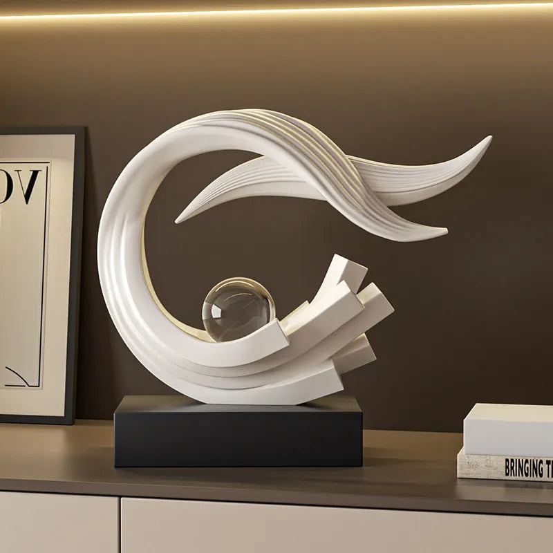 Ornamento Decorativo de Água e Vento para Casa, Estatueta para Sala de Estar, Escritório, Entrada, Armário de TV, Armário de Vinho, Decoração Artística para Mesa, Presente