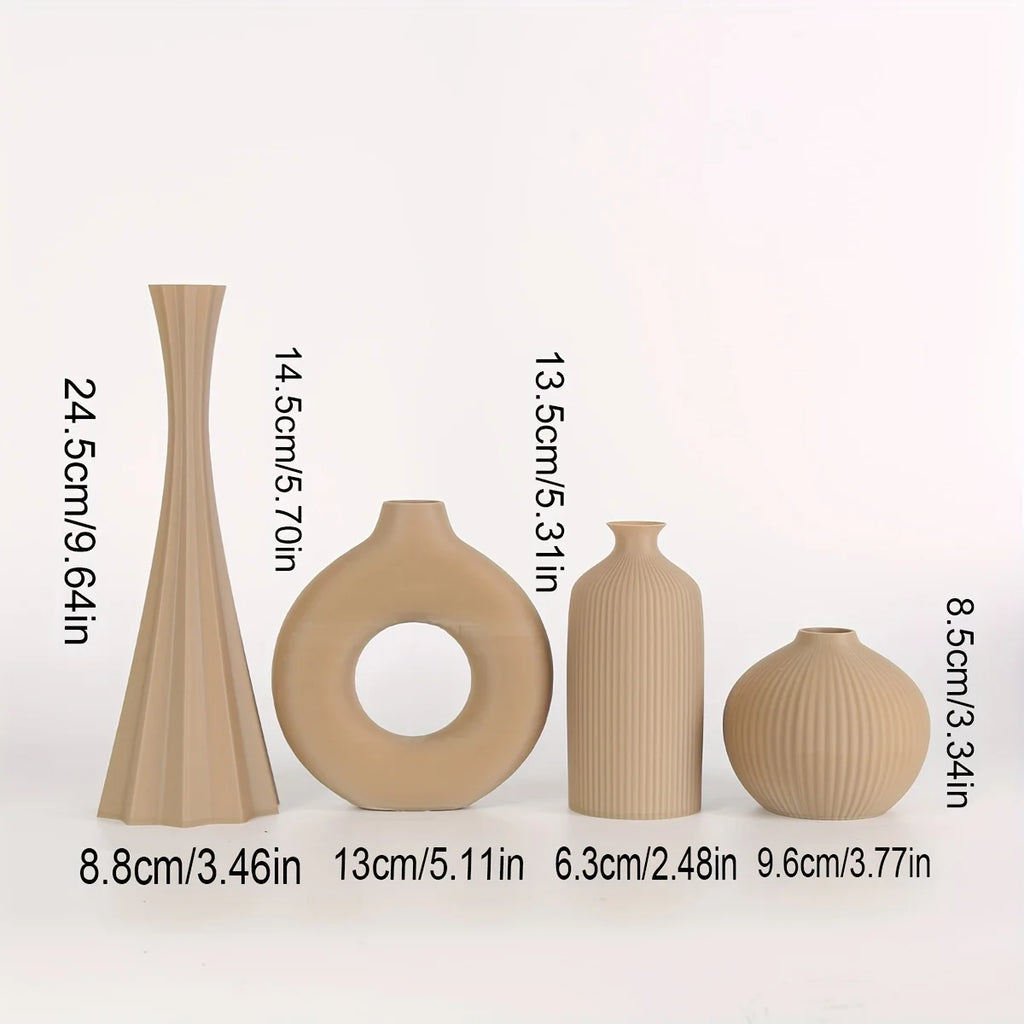 4 peças/conjuntos vasos de plástico multicoloridos, vasos de flores secas de arte em abraço, recipientes de organização de flores, decoração temática de jardim