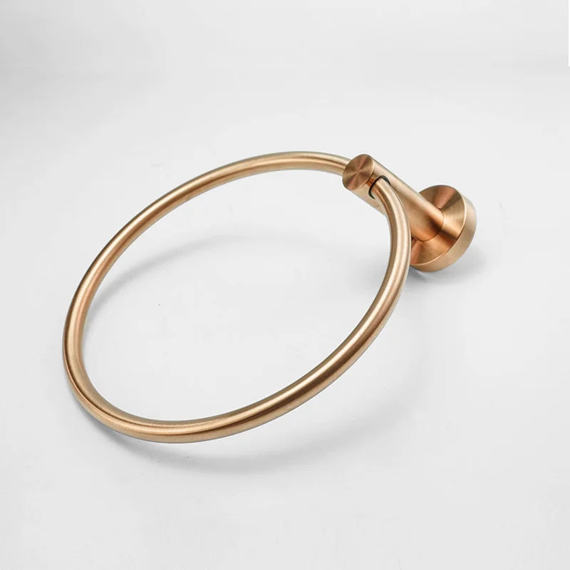 Brushed Rose Gold Stainless Steel Wall-mounted Elegant Bathroom Set Paper Towel Stick Toilet Bathroom Robe Soap Soap Dishwasher