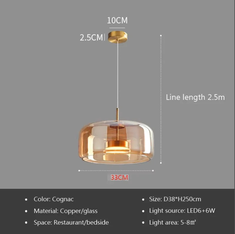 Luminária Pendente de Vidro LED Nórdica Moderna