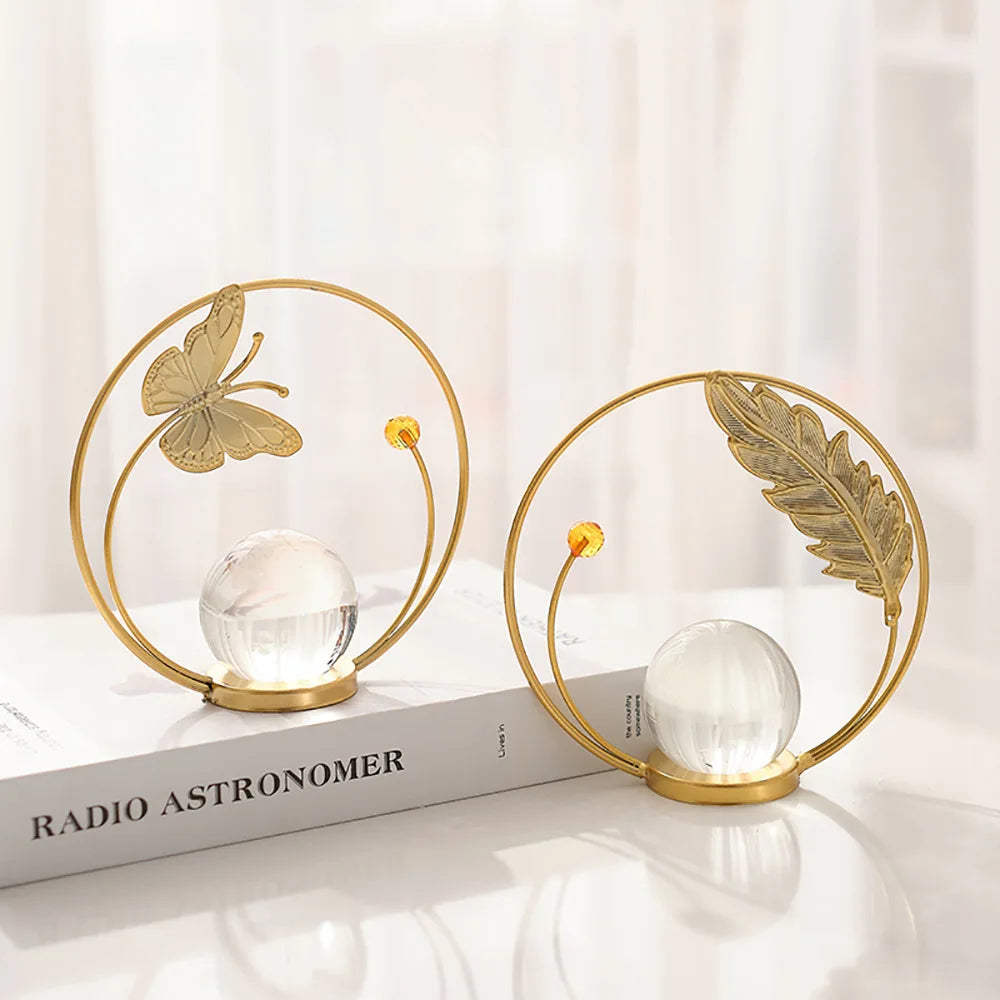 European Home Furnishings TV Cabinets Creative Decorations Living Room Foyer Light Luxury Desktop Iron Crystal Ball Ornaments