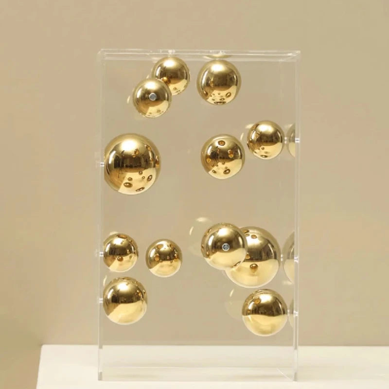Criativo quadrado acrílico capa esfera decoração sala de estar varanda armário artesanato ornamento moderno claro acrílico quadrado decoração para casa
