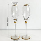 Taças de Cristal com Borda Dourada para Champagne e Vinho