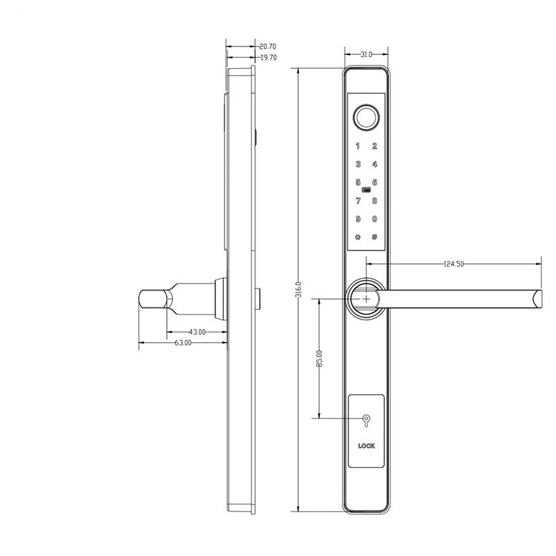 Do brasil ttlock app fechadura biométrica de alumínio aleax impressão digital maçaneta da porta digital keyless lock para vidro deslizante fechadura inteligente