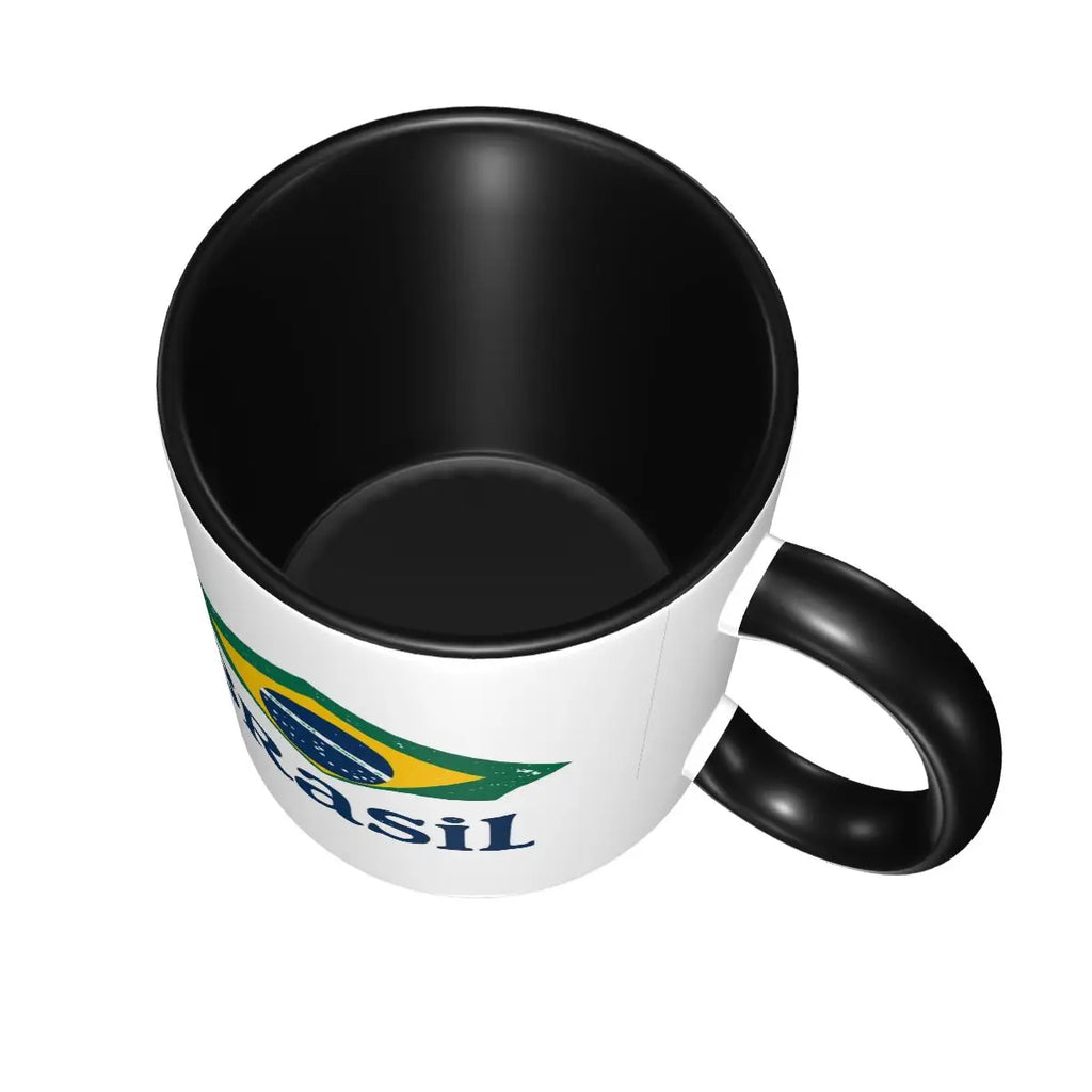 Caneca Engraçada com a Bandeira do Brasil, Canecas de Cerâmica para Café e Chá, Presente para Amigos
