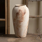 Vaso de Cerâmica Moteado Branco Retrô Elegante
