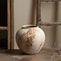 Vaso de Cerâmica Moteado Branco Retrô Elegante