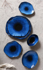 1 pçs olho de gato cor azul novo prato de cerâmica japonesa prato plano cerâmica prato irregular louça bife exibição prato