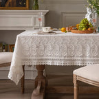 Luxury Lace Tablecloth For Living Room Bedroom Cover Table Party Table Cloth American White Embroider Table Decoration