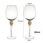 Conjunto de Taças de Cristal com Borda Dourada e Diamante