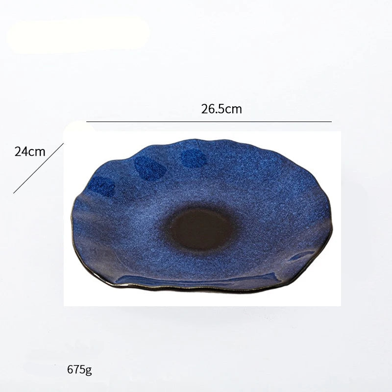 Prato Cerâmico Azul Olho de Gato