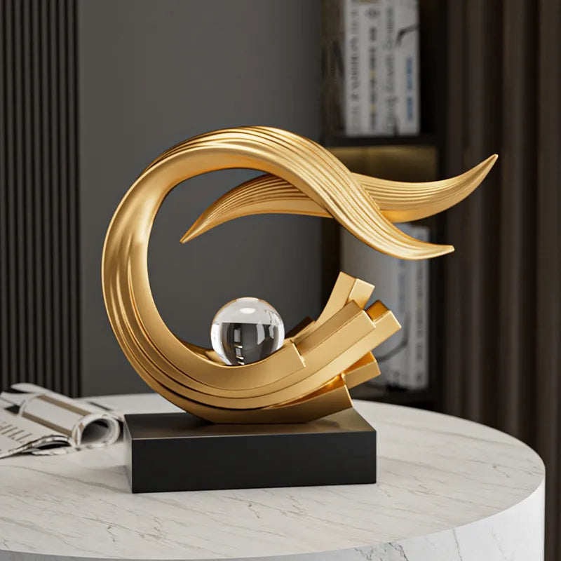 Ornamento Decorativo de Água e Vento para Casa, Estatueta para Sala de Estar, Escritório, Entrada, Armário de TV, Armário de Vinho, Decoração Artística para Mesa, Presente