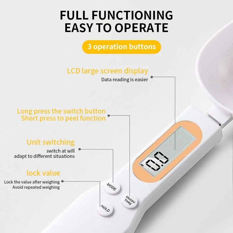 Mini Balança de Cozinha Digital, Balança Eletrônica De Alimentos LCD, Farinha De Cozinha, Leite, Café Em Pó, Peso Medida Colher, 0.1-500g
