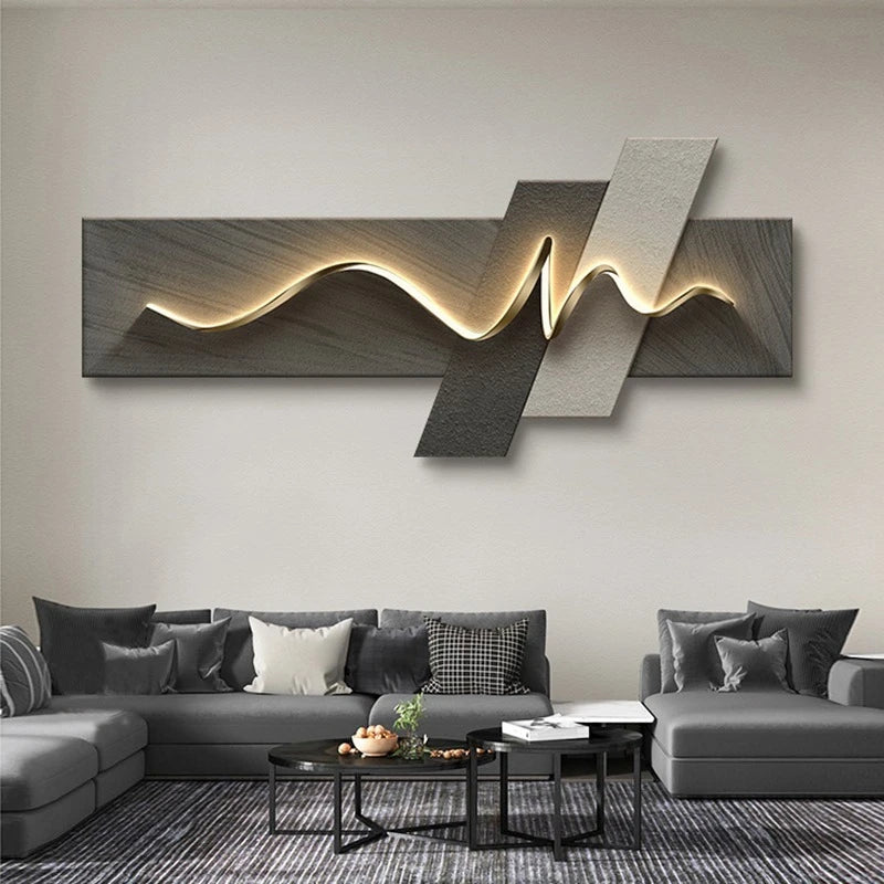 Luz moderna de luxo estilo wabi sabi led pintura decorativa decoração para casa sala estar quarto sofá tv fundo mural luz