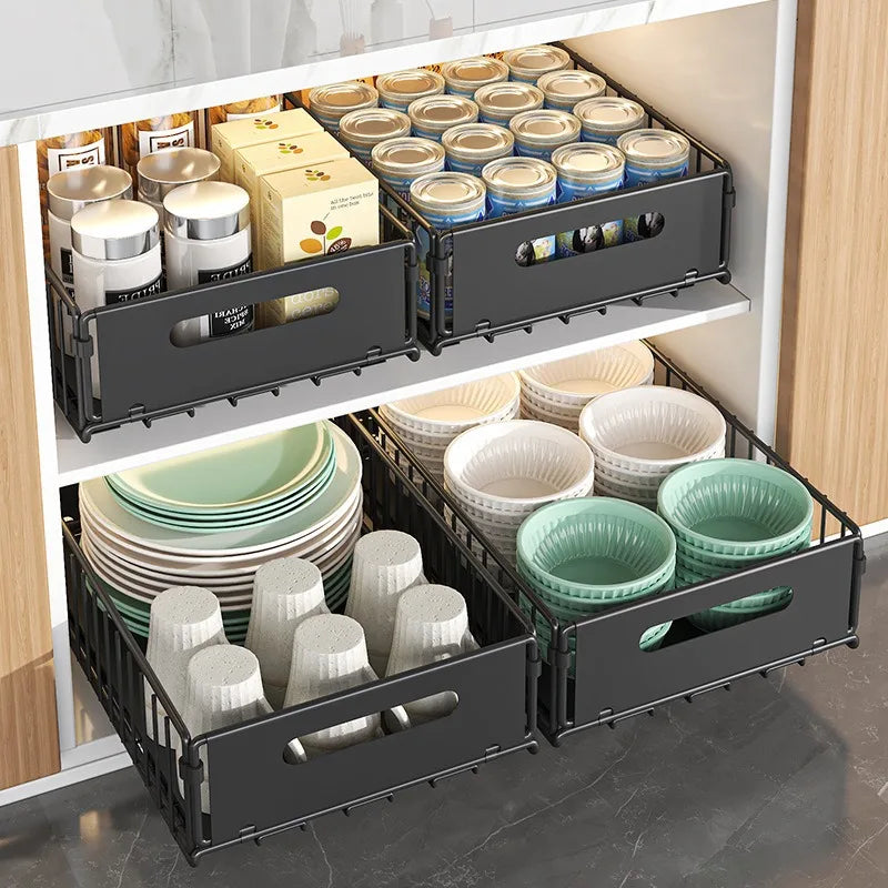 Kitchen Storage Rack Home Seasoning Sorting Rack Bathroom Deep Cabinet Storage Cabinet Internal Basket Pull-out Storage Box