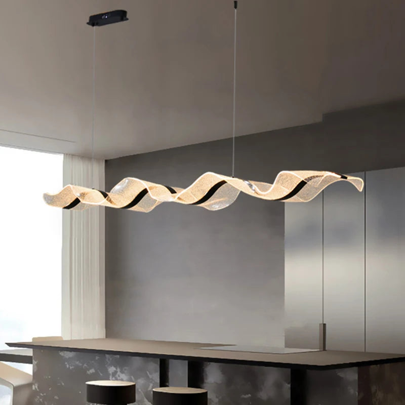 Nordic criativo led lustre design onda longa luzes pingente restaurante bar lâmpada sala de jantar decoração casa pendurado luminária