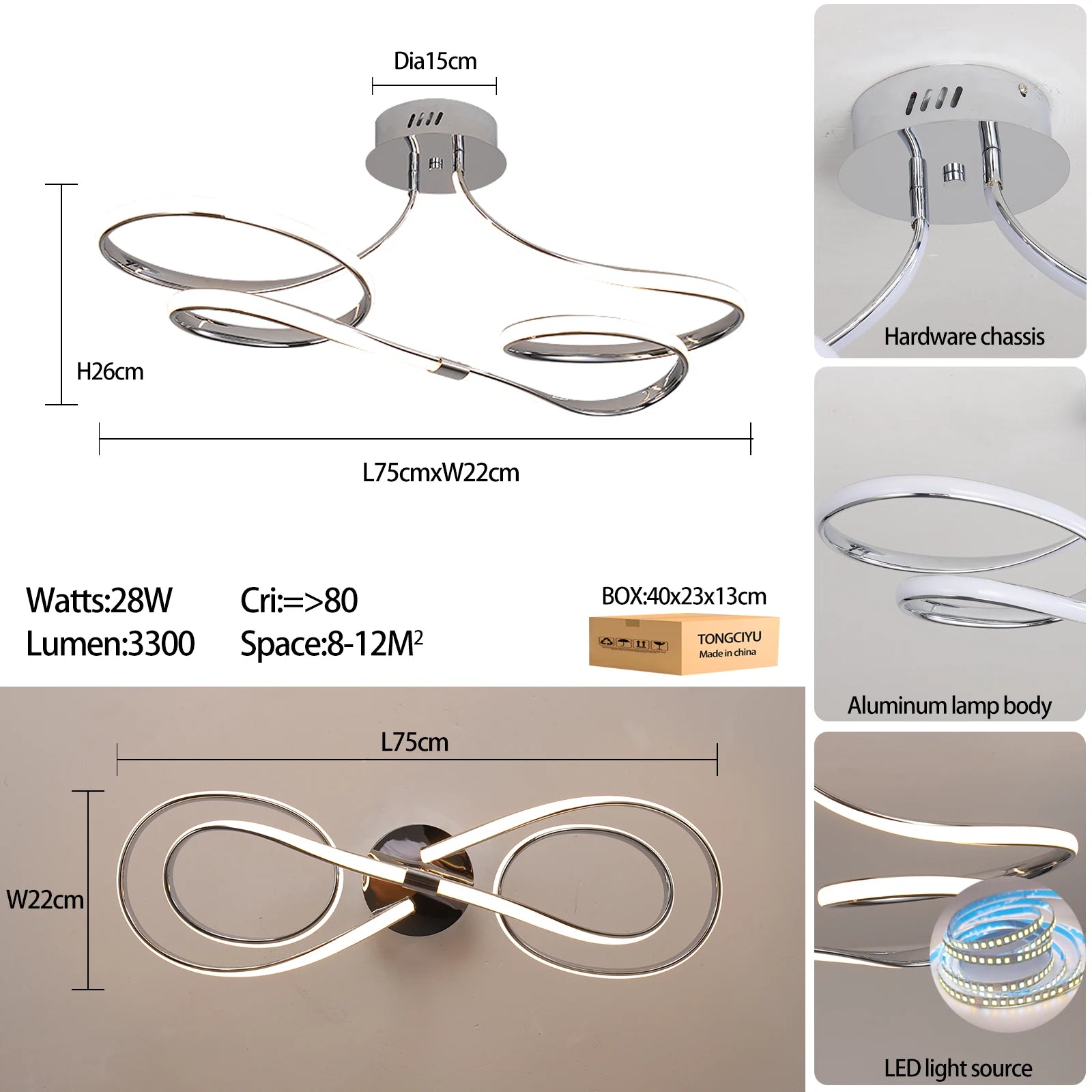 Luminária de Teto LED Regulável com Controle Remoto
