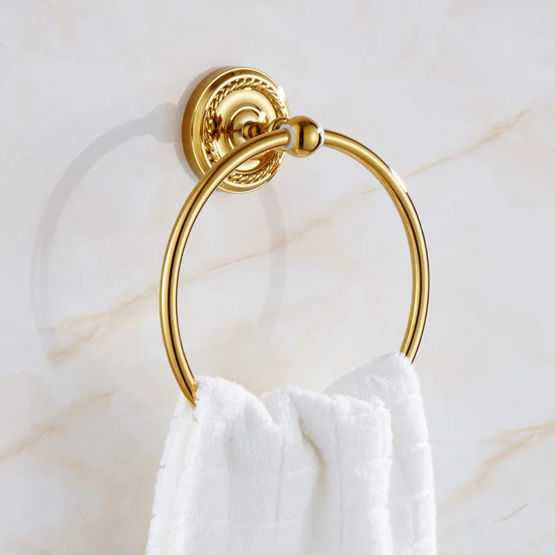 Luxury Gold Brass Bathroom Accessories Set,Robe hook,Paper Holder,Towel Bar,Towel Ring,bathroom sets, Gold Towel Rack,Soap Dish