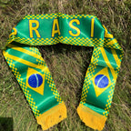 Lenços com bandeira do brasil, 14x130cm, cachecol com bandeira do brasil, cachecol para fãs, cachecol da copa do mundo, decoração de férias esportivas