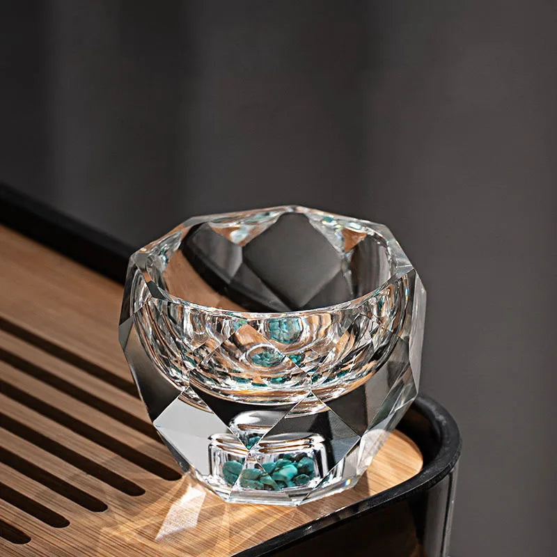 1PC 50ML Shot Glasses Diamond Faceted Double Bottom Crystal Glass Cup for Whiskey Espresso Tea Cup Bar Light Luxury Drinkware