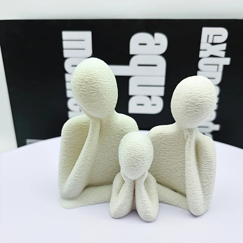 A Cozy 3D Ornament for a Family of Three, Abstract Minimalist Art Couple Decoration, Statue of Parents and Son, Light Luxury Home Desktop Decoration for Wine Cabinet, Living Room, Entrance, and Tv Cabinet, Is a Perfect Gift for Mom, Wife, or Friends