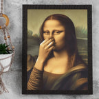 Quadro Mona Lisa Divertida para Banheiro em Canvas